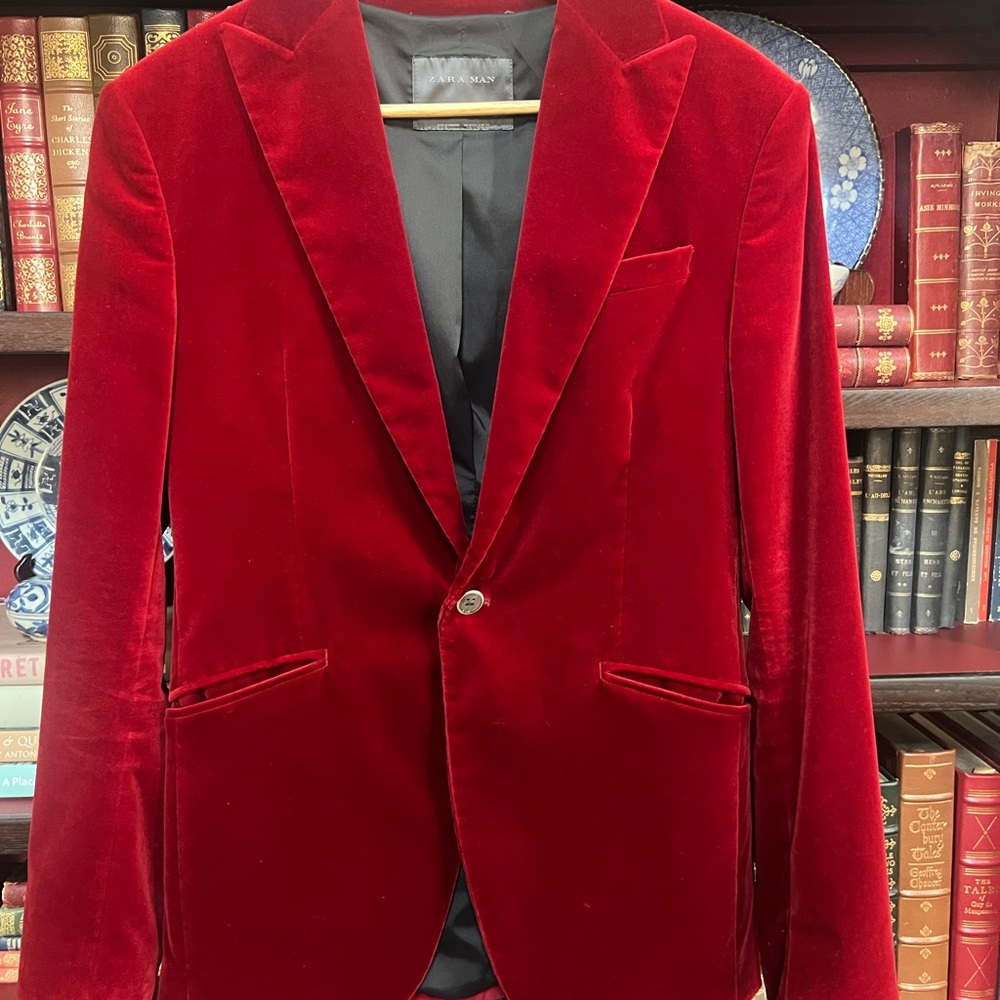 Zara Rich Red Velvet Dinner Jacket